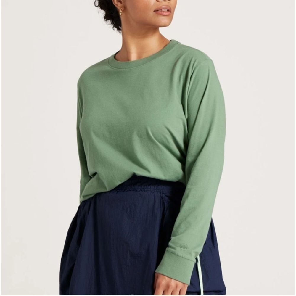 NWT Allbirds Organic Cotton Long Sleeve Tee Shirt Hazy Cargo Green Size XS